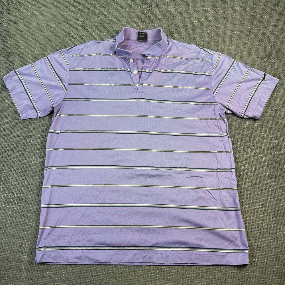 Nike Golf Polo Shirt Mens XL Purple Striped Short Sleeve Vintage 90s Y2K